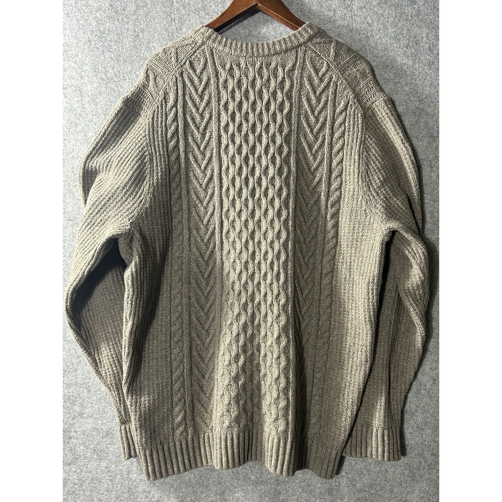 Abercrombie & Fitch Mens XL Gray Cable Knit Fisherman Sweater Chunky Crewneck